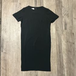 Black About Knee Length Short Sleeve Full Stretch