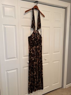 Saboru halter neck leopard maxi dress - Medium