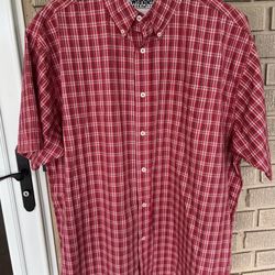 Wrangler Hero Mens S/S Red Cotton Casual Button Down Shirt - Size XL