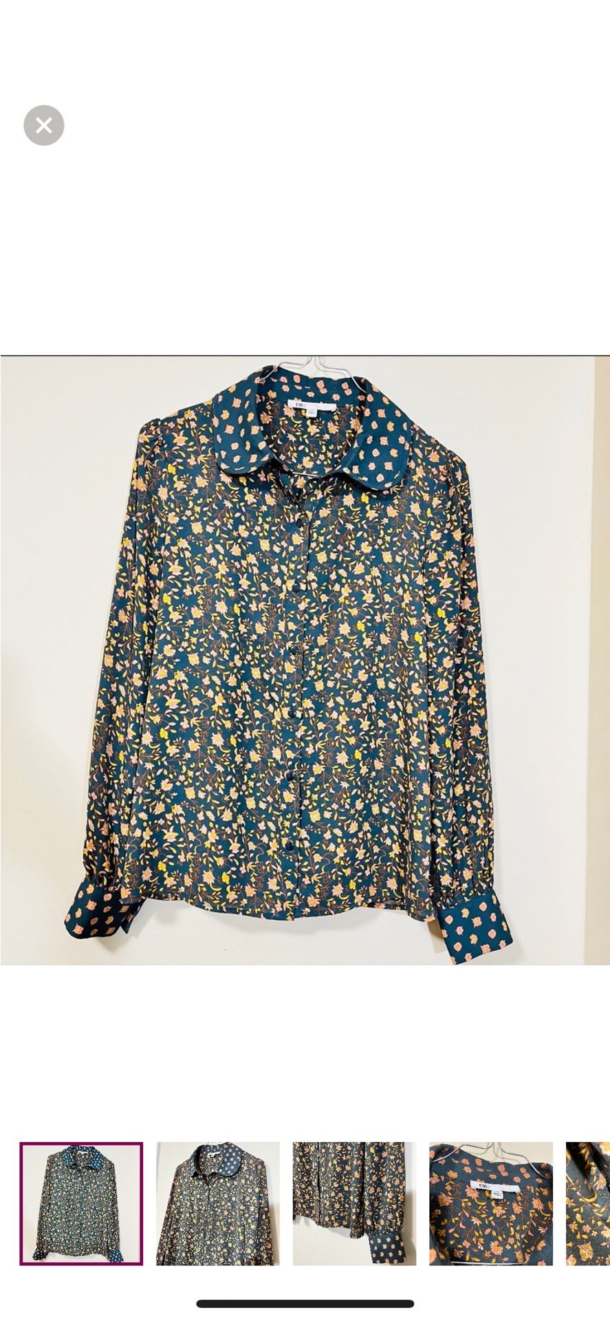 NWOT DR2 Vintage Style Floral Button Down Dress Shirt Size XS