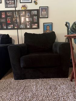 Blue Fabric Oversized Accent Chair