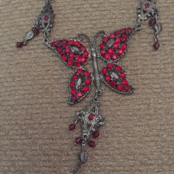 Fancy Red Beautiful Butterfly Necklace