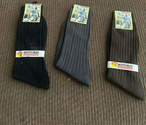 3 Pack Classic Fit Collection Men's Dress Socks Ribbed Black Gray Brown New