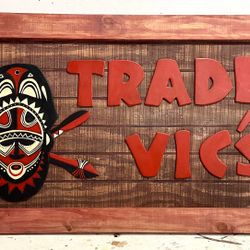Trader Vic’s Sign Tiki Man cave Handmade 60x31”