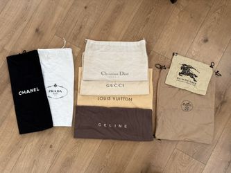 Authentic 8 pieces assorted designer Chanel LV Gucci dust bags cover bundle