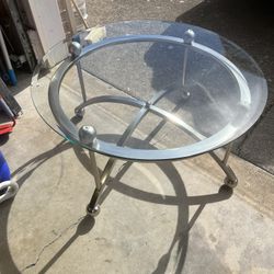 Modern Glass & Metal Round Coffee Table