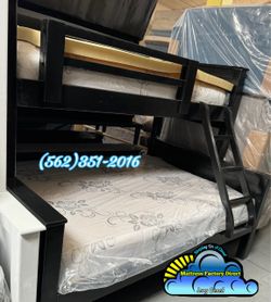 Twin XL QUEEN bunk bed black litera con colchones nuevos new