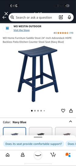1 Brand New 24 Inch Outdoor Bar Stool, Height Stool, Navy Blue