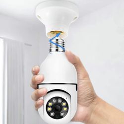 Light Bulb Security Camera, PTZ 360° Panoramic Security Camera Outdoor FHD 1080P Wi-Fi Light Bulb Camera with Infrared Light Motion Sensor 2-Way Audio