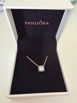 Pandora Sparkling Square Halo Necklace – Sterling Silver S925 ALE – New in Box