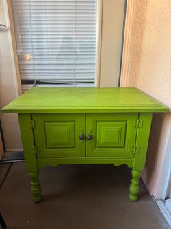 Vintage Green Wood Accent Cabinet