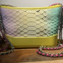 PYTHON HOBO BAG IN YELLOW MULTICOLOR