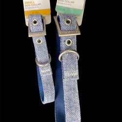 Metal Buckle  Adjustable Dog Collar (Sizes S & M)- Blue Tweed - Boots & Barkley- $5 EACH
