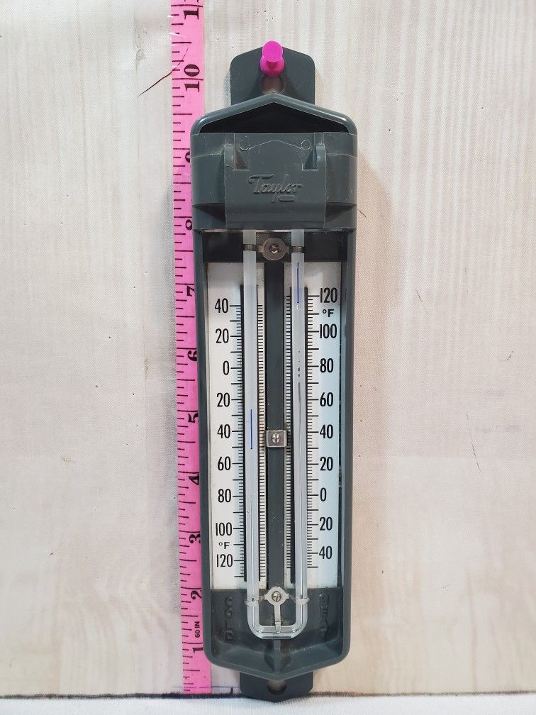 @CHV. #34. TAYLOR WALL VINTAGE THERMOMETER DUAL SIMULTANEOUS READING HOT COLD RARE