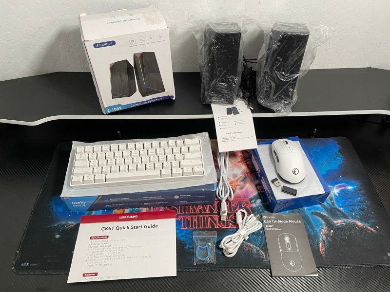 New PC Gaming Bundle Special, Wired RGB 60% Keyboard, Wireless Mouse, and RGB Wired Speakers, 3 for 1 Gaming Special While Supplies Last, First come F