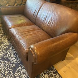 Crate & Barrel Leather Club Loveseat