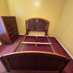 Full sized Bed Wooden Bed Frame + Dresser & Desk