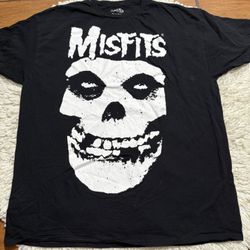 Punk Rock Band Misfits Black/white Skull T Shirt Size extra large