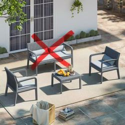 E430-3-Person Outdoor Seating Group With Cushions And Coffee Table