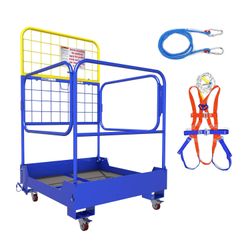 Forklift Safety Cage, 36"x36" Foldable Work Platform 1150LB, Safe Man Basket Construction Lift Basket of Heavy Steel with Four Guardrails and Four Swi