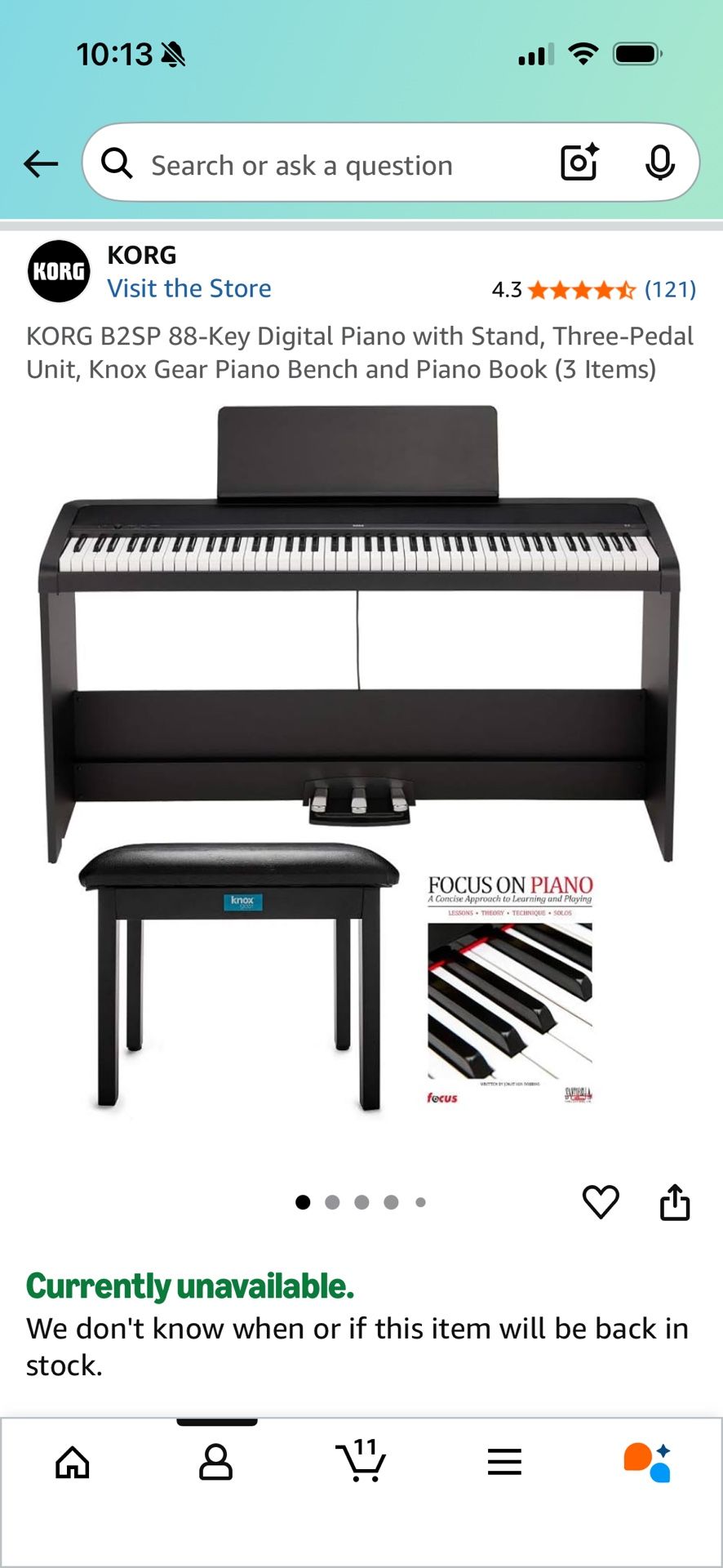KORG 88-Key Piano Keyboard With Stand