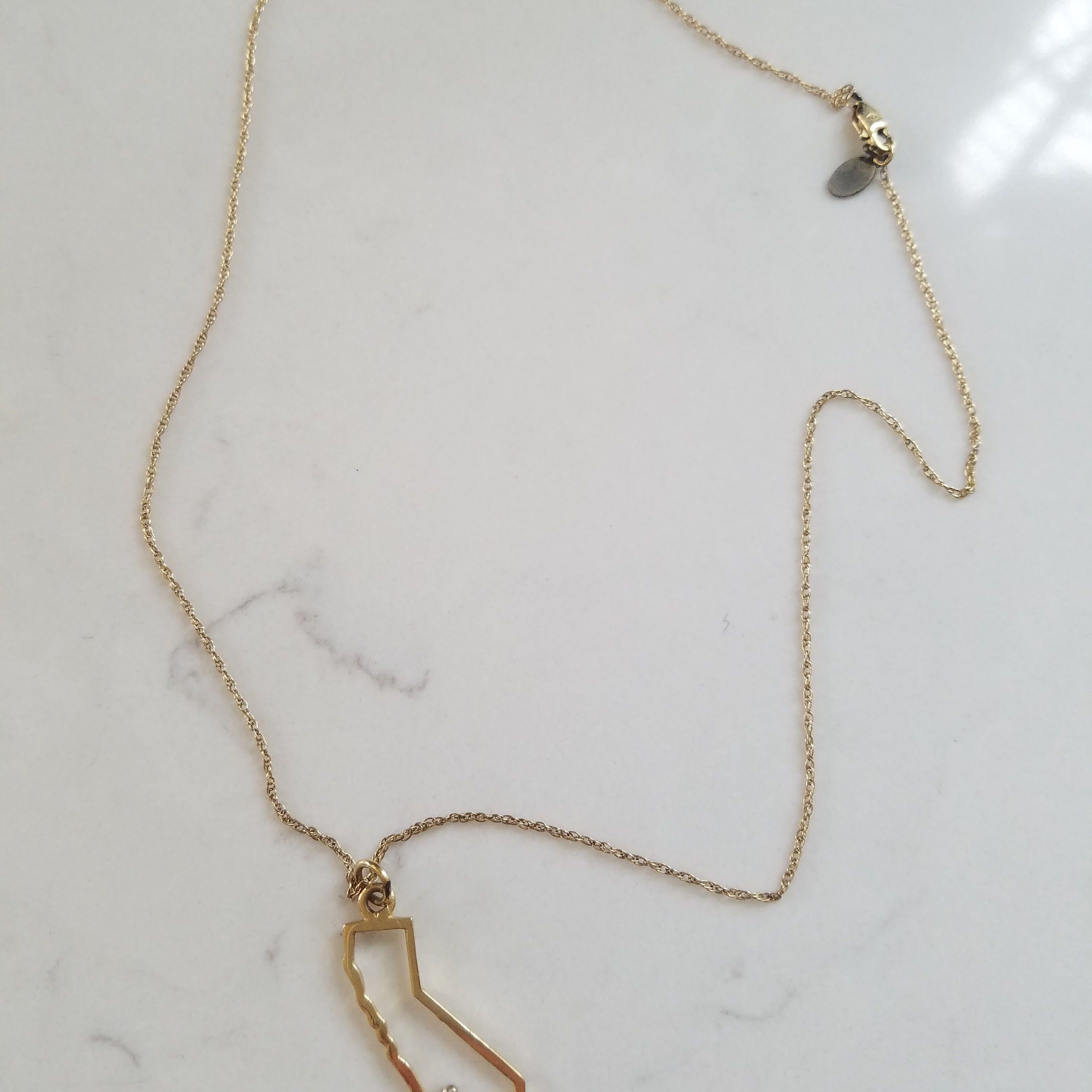 Maya Brenner California State Pendant necklace with Diamond, 14K gold