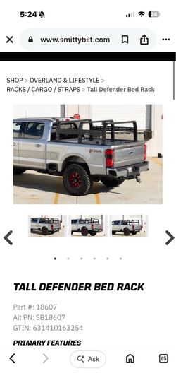 Smittbilt tall defender bed rack