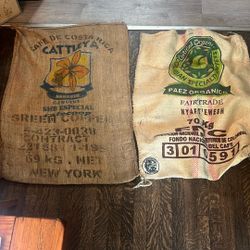 Set Of Two Large Burlap Bags