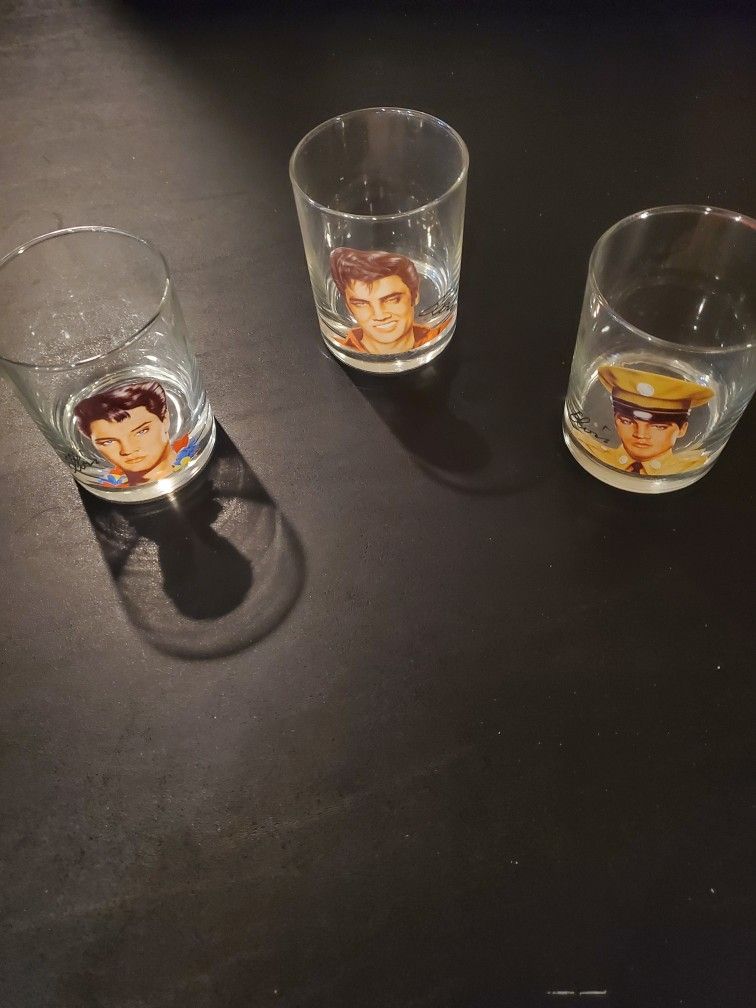Set of Three Vintage Elvis Presley Collector Glasses