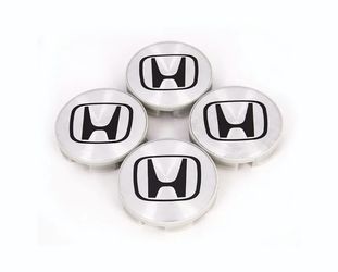 4pc silver black logo aluminum wheel center caps for Honda ( 58mm)