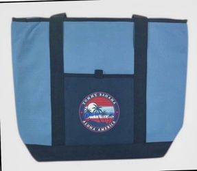 Tommy Bahama Insulated Cooler Beach Tote Bag Aloha America Logo Blue