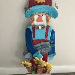 Fall Wood Scarecrow Porch Decor.    This charming scarecrow porch sign features the word WELCOME