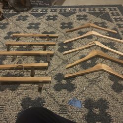 Set Of 10 Wooden Clothes Hangers, Brand New