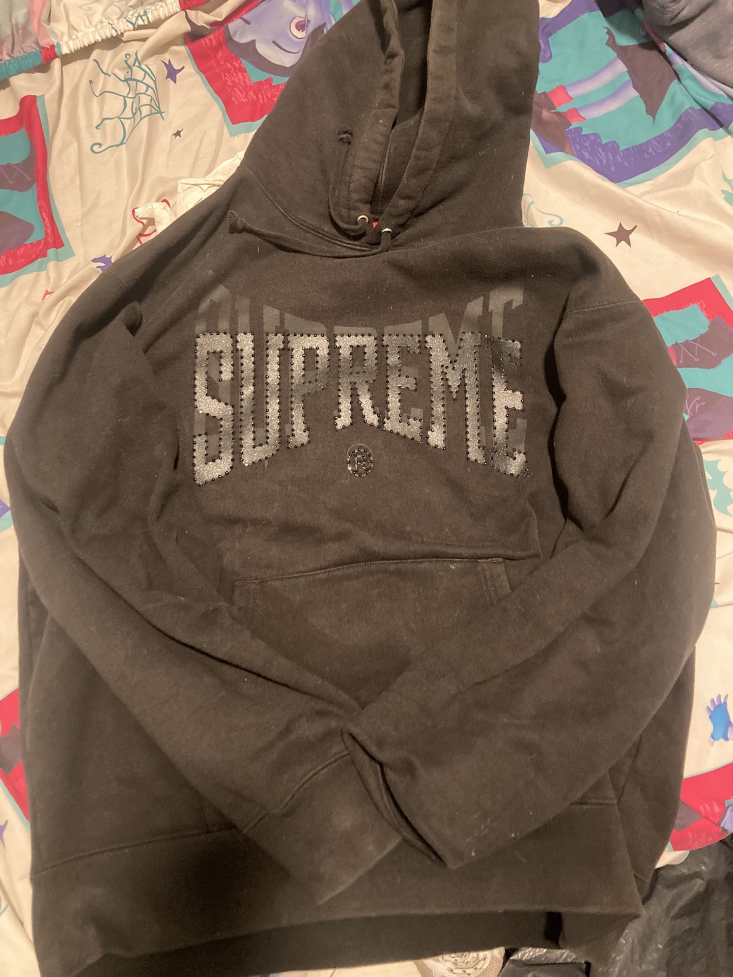 Surpreme  Black Rhinestone Hoodie Size M