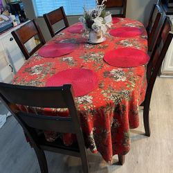 Solid Wood Dining Table + 6 Chairs – $200