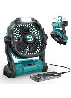 Portable Fan Rechargeable 20000mAh Cordless Battery Powered Fan W/ LED Lantern