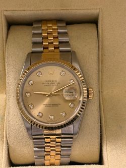 Rolex datejust two tone 18k gold watch