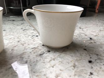Vintage White Rose Tea Cups
