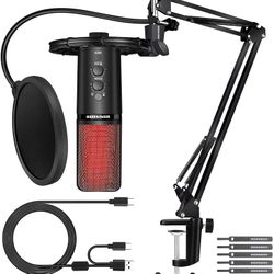 Microphone for Podcast,USB Microphone Kit for PC Phone Streaming,Professional Plug&Play Microphone for Gaming,YouTube Video, Recording Music, Voice Ov