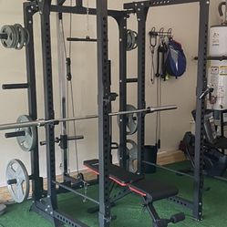 Full Home Gym Setup – Power Rack w/ Bench, Bar & Plates 