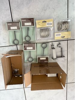 NEW allen + roth Curtain Rod Brackets & Clip Rings Set - $15