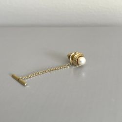 Vintage 14K Gold Pearl Tie Tack Pin