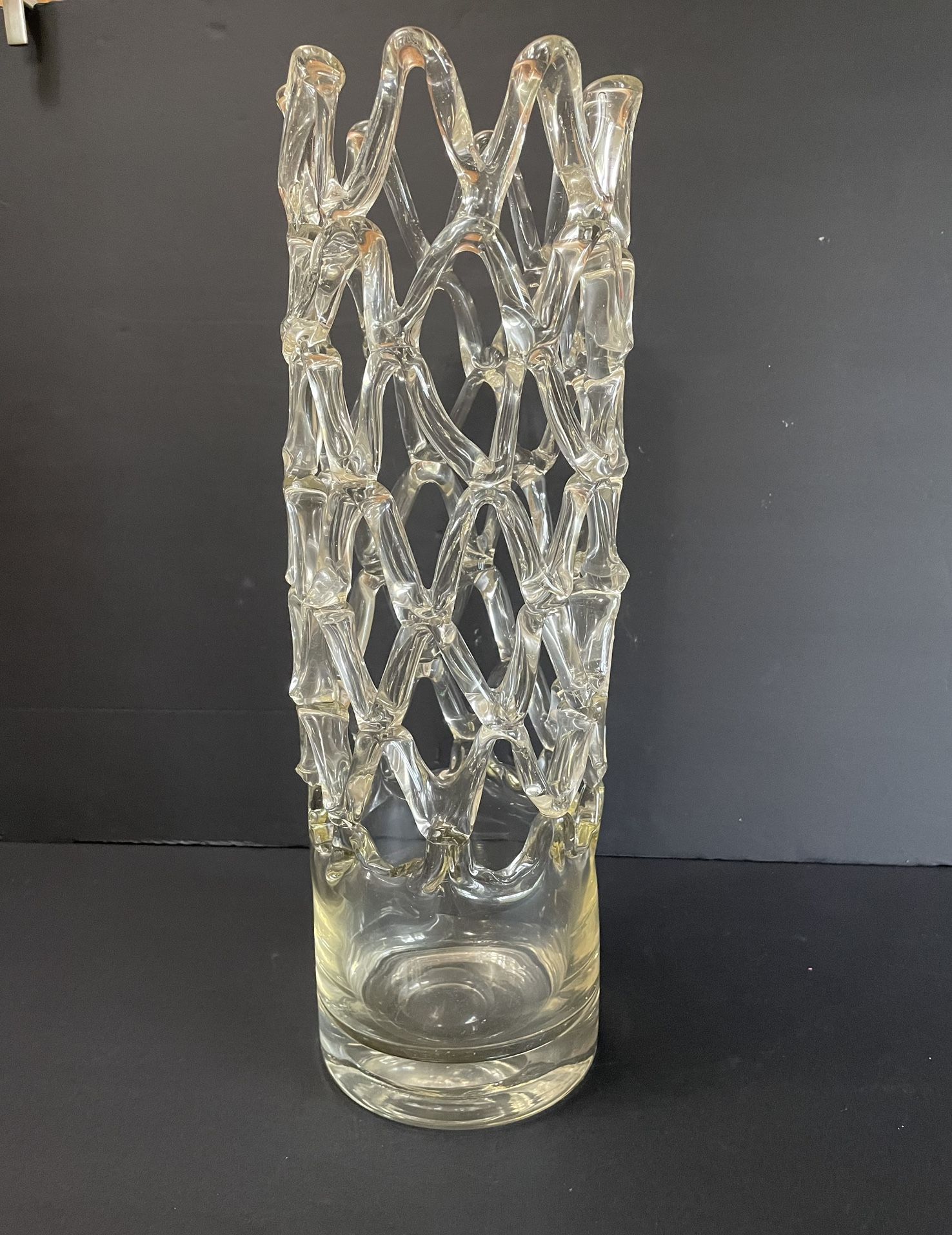 1950’s Murano Art Glass Hand Blown Lattice Vase (Weighs 5 Lbs)