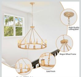 16-Light wagon wheel chandelier