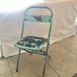 Shabby Turquoise Metal Garden Chair