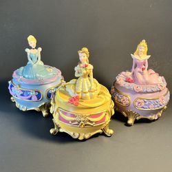 Set Of  Vintage Disney Princess Trinket Boxes 