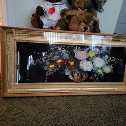 Large  Antique picture glass front wood frame made out of some kind of stone or rock , very  old , one hundred dollars