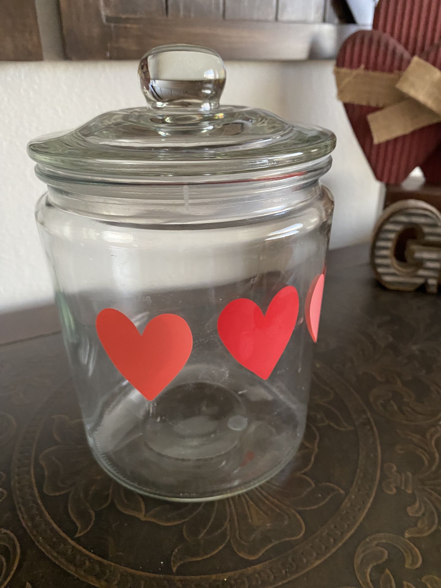 Large Jar w/Hearts