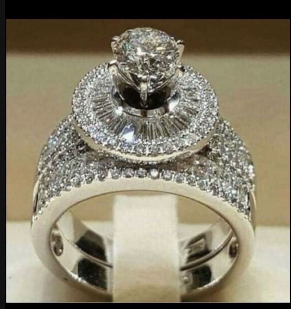 ❤️ 2 PCS Created White Sapphire Gemstone Wedding Ring Jewelry Size 6 Or 10 Mmmm*See My Other 600 Items*