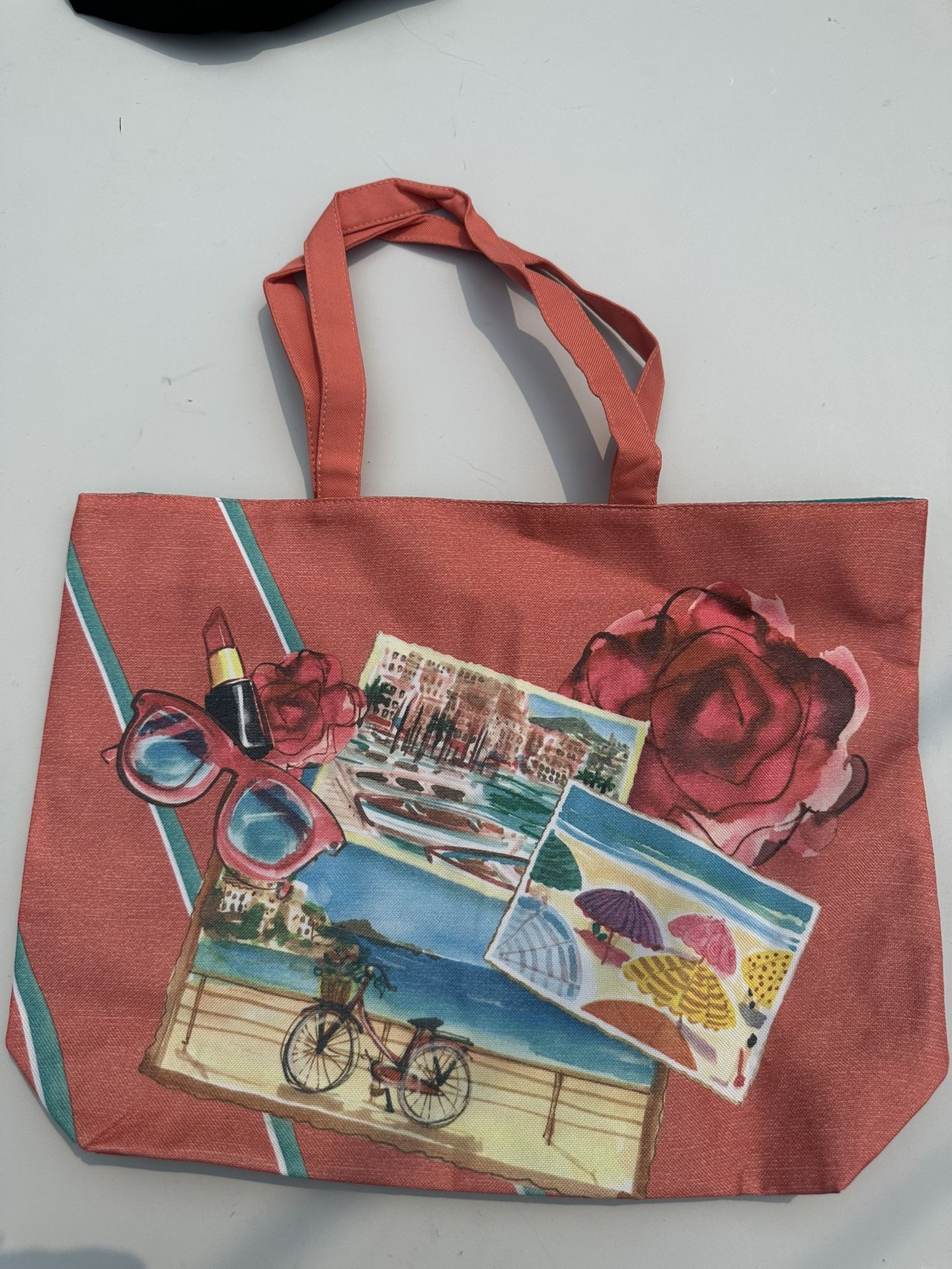 Lancome Paris French Riviera Beach Bag Tote Pink Lined